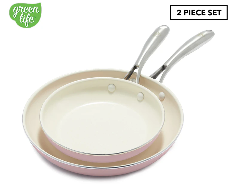 GreenLife 2-Piece Artisan Non-Stick Frypan & Skillet Set - Pink