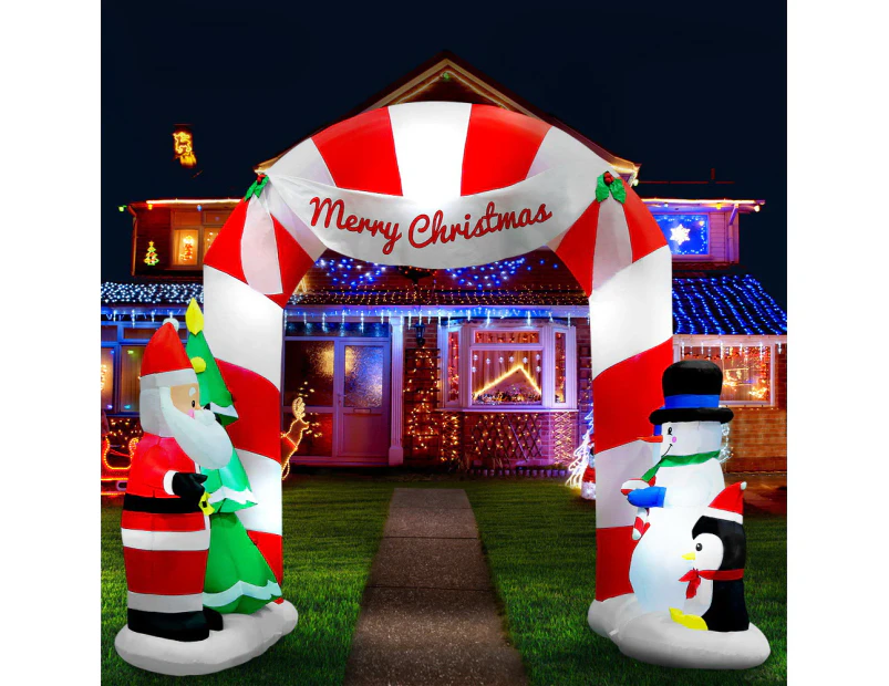 Jingle Jollys Christmas Inflatable Archwary Santa 3M Illuminated Decorations