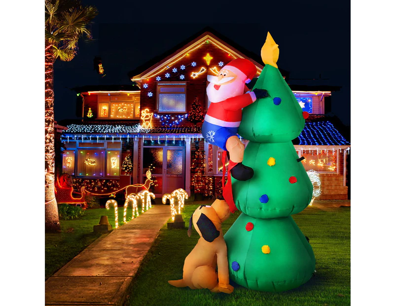 Jingle Jollys Christmas Inflatable Santa Tree 1.8M Illuminated Decorations