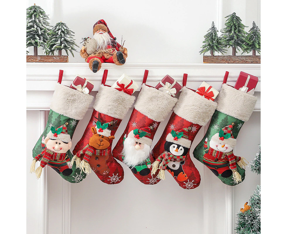 5 Pack Christmas Stockings Holiday Xmas Stockings Gift Bag Candy Bag