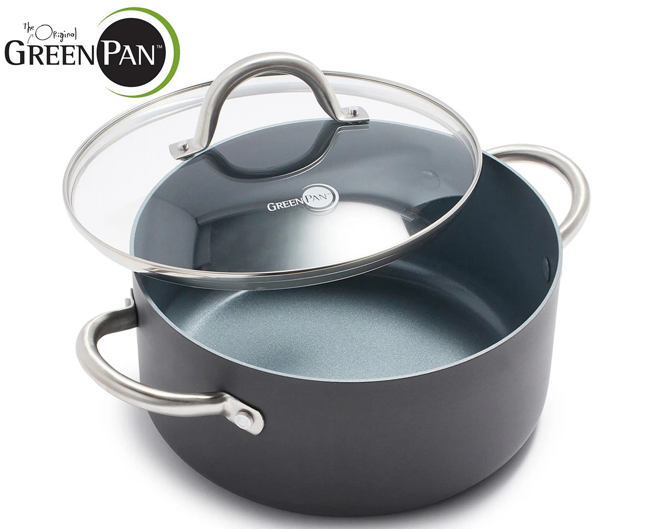 GreenPan 34cm Lima Non-Stick Stock Pot w/ Lid - Grey