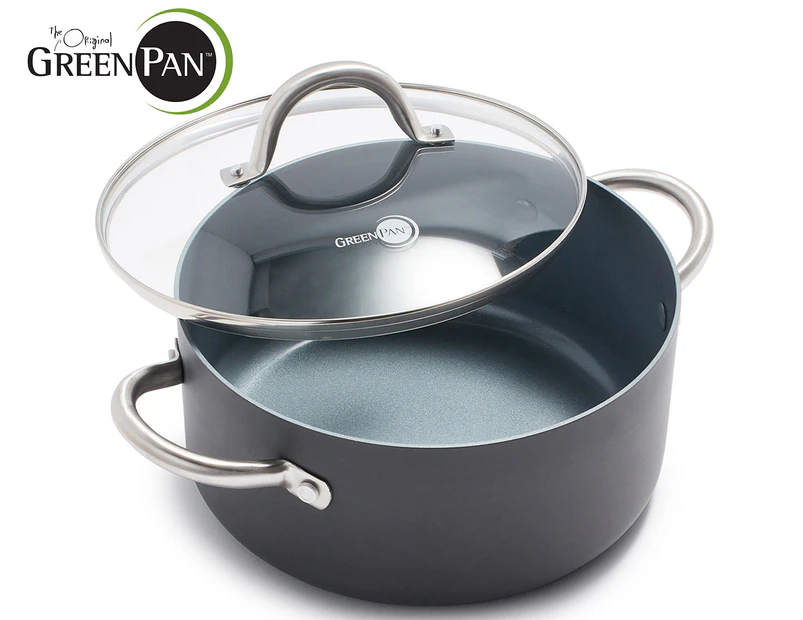 GreenPan 34cm Lima Non-Stick Stock Pot w/ Lid - Grey