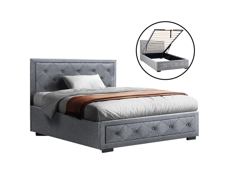 Artiss Bed Frame King Single Size Gas Lift Grey TIYO