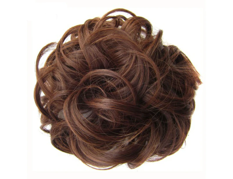 Natural Stunning Curly Hair Extensions Messy Chignon/Bun/Updo Hair Piece – Light coffer brown