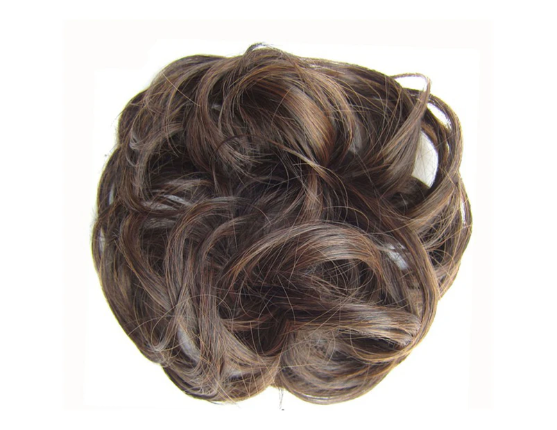 Natural Stunning Curly Hair Extensions Messy Chignon/Bun/Updo Hair Piece – -Black Mix Light Brown