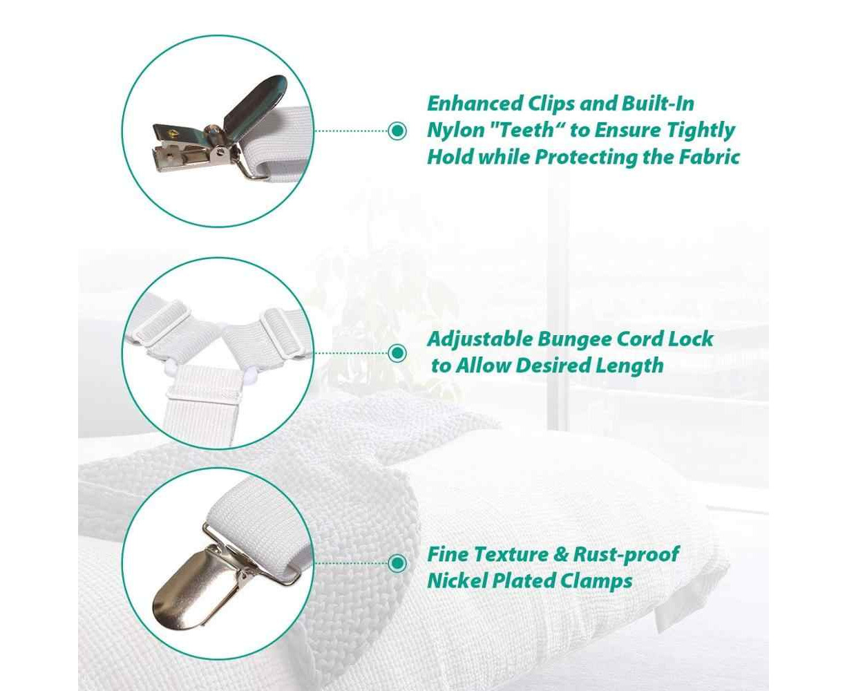 4 Pcs Bed Sheet Clips Braces Metal Clips Elastic Fasteners Grippers Sheet Mattress  Corner Straps Ideal For Ironing Board Covers