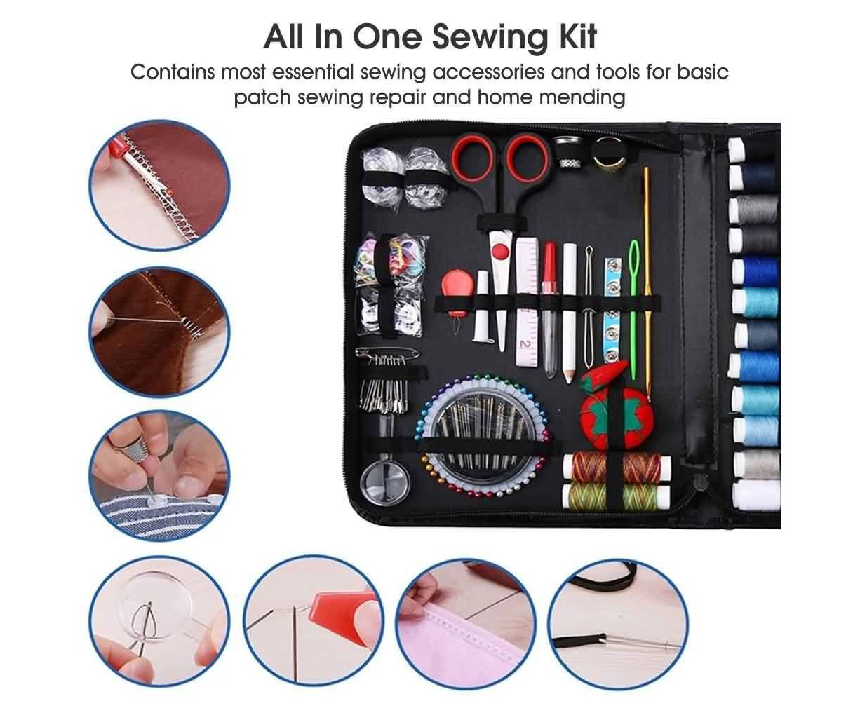 (183 Pcs) ProCase Sewing Project Kit Ideal Gift for Audlt Kids, 38 XL Thread Spools, Scissors, Needles, Pins, for Home, School, Beginner, DIY Sewing