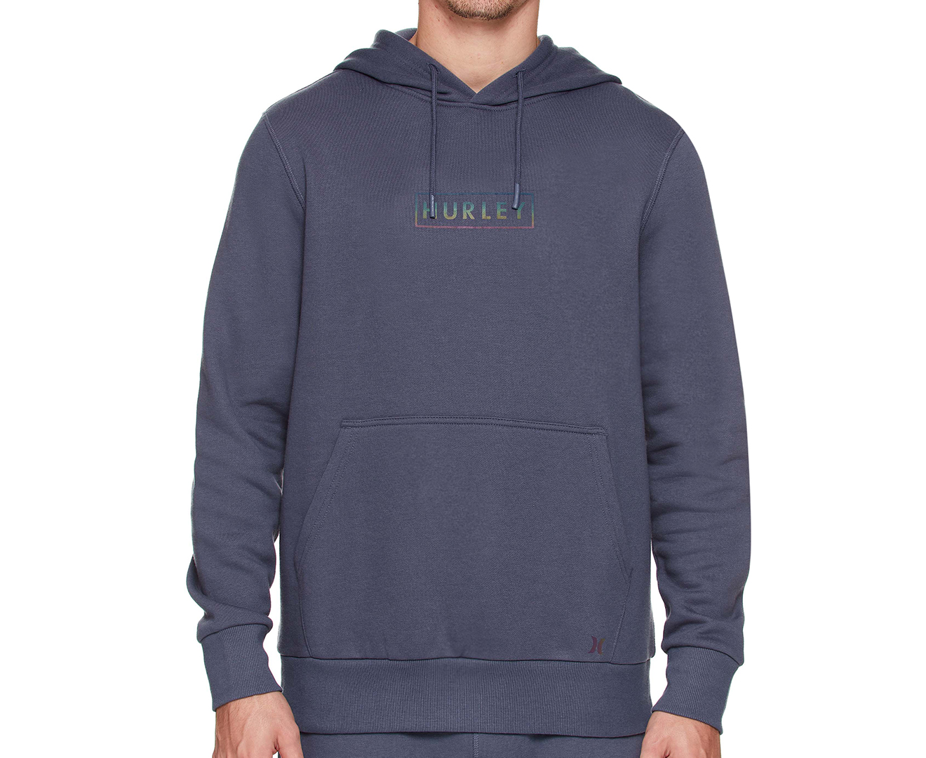 Hurley Men's Boxed Logo Fleece Pullover Hoodie, Diffused Blue