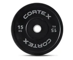 CORTEX 15kg Black Series V2 50mm Rubber Olympic Bumper Plate (Pair)