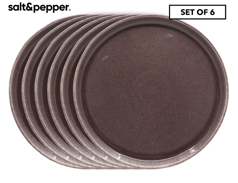 Set of 6 Salt & Pepper 20cm Amana Side Plates - Wine