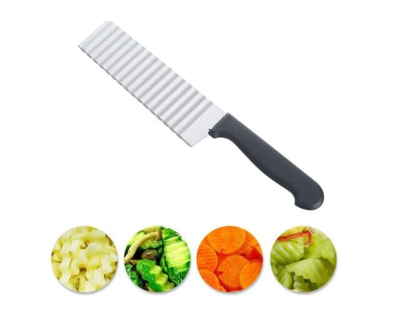 Wavy Chopper Cut Knife Vegetable Potato Cucumber Carrot Garnishing Knife Crinkle Cutter Home Kitchen Wavy Blade Cutting Tool Stainless Steel Wavy Slicer 