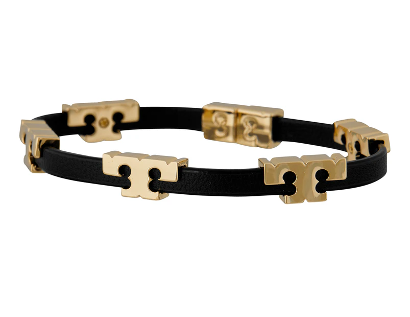 Tory Burch Serif-T Stackable Bracelet - Gold/Black 