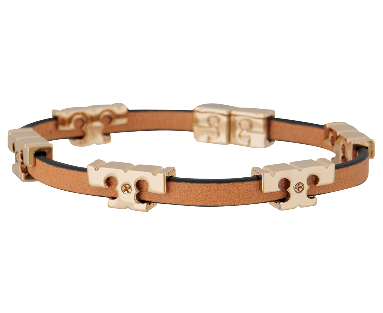 Tory Burch Serif-T Stackable Bracelet - Gold/Coconut/Vachetta 