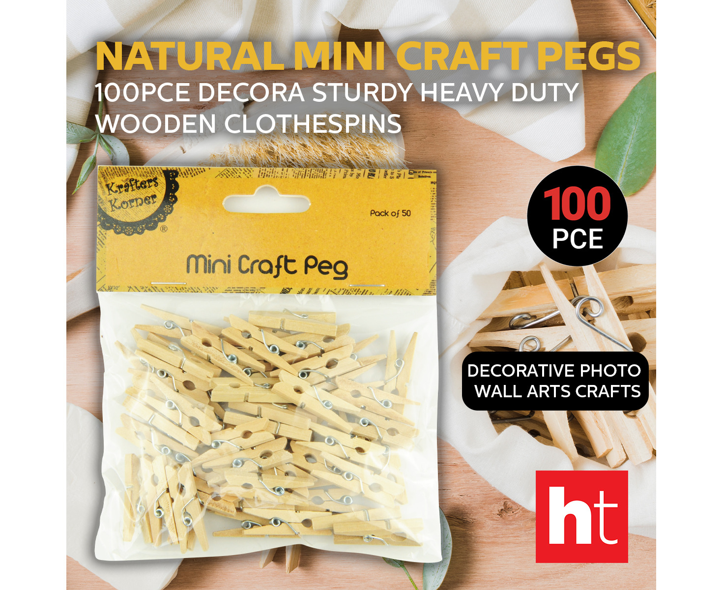 2 x pack of 50 Pack of 100 wooden clothes pegs 