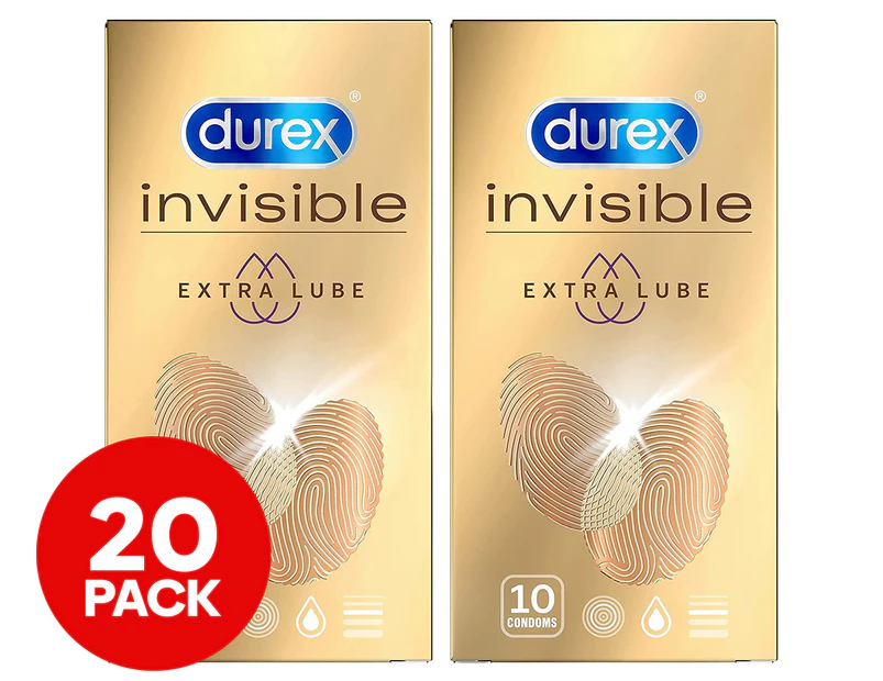 2 x Durex Invisible Extra Lube Condoms 10pk