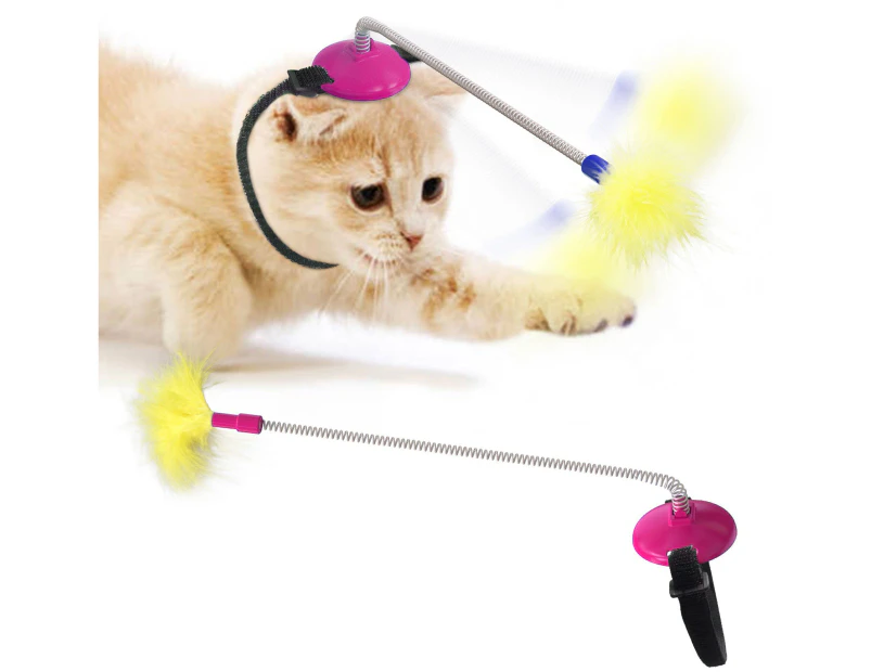 Cat Toys Cat Feather Indoor Soft Silicone Collar and Bell Teaser Pink
