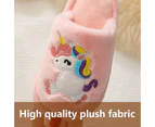 Dadawen Girls Cute Unicorn House Comfy Fuzzy Slippers Memory Foam Slippers-Gray