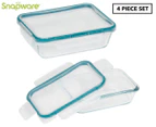 Snapware 4-Piece Total Solutions Rectangle Glass Food Container Set - Clear/Blue