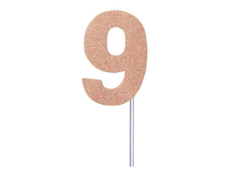Diamond Cake Toppers Rose Gold No. 9