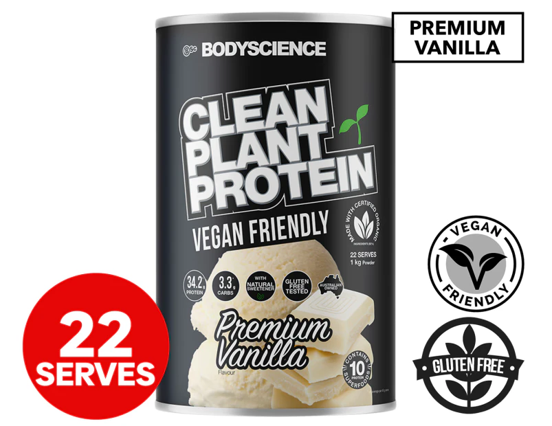 Body Science Clean Plant Protein Premium Vanilla 1kg / 22 Serves