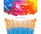 MadeSmart Paint Brush Set 20 Pcs Round Pointed Tip Paintbrushes For Acrylic Oil Watercolor-Blue