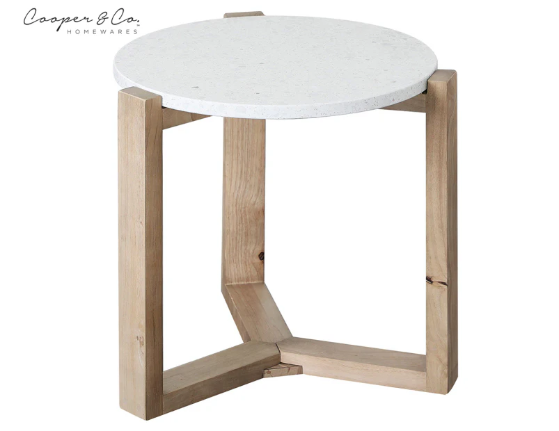 Cooper & Co. 48cm Sass Terrazzo Side Table - White/Oak
