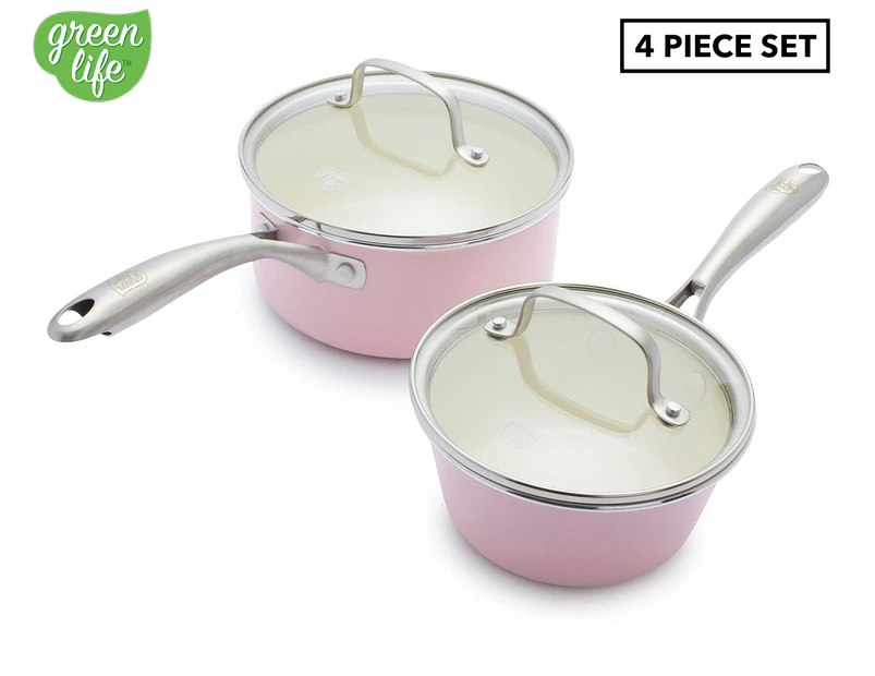 GreenLife 4-Piece Artisan Non-Stick Saucepan Set - Pink
