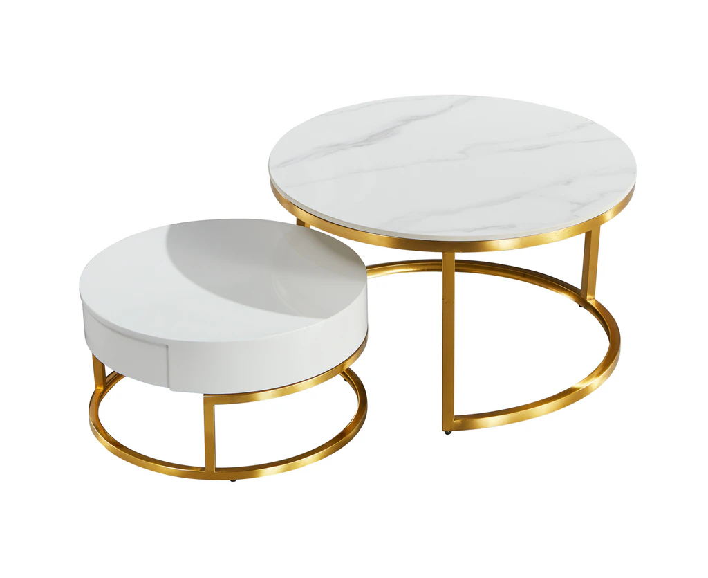 Classic Direct Tesla2 Gold – Premium Sintered Stone 2 pcs Round Coffee table