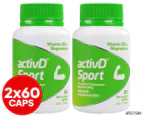 2 x ActivD Sport Vitamin D3+ Magnesium 200mg 60 Caps
