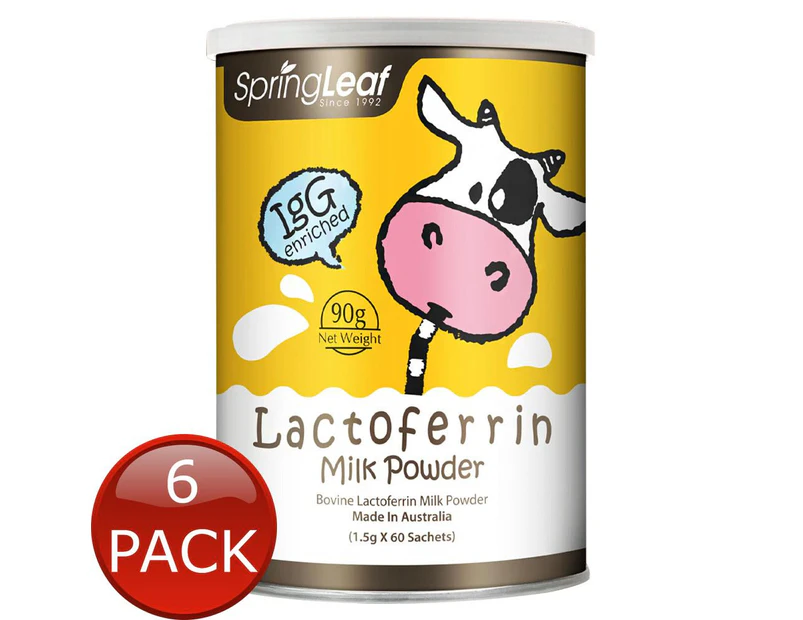 6 x Springleaf Lactoferrin Milk Powder 1.5G 60 Sachets Healthy Immune System Drinks