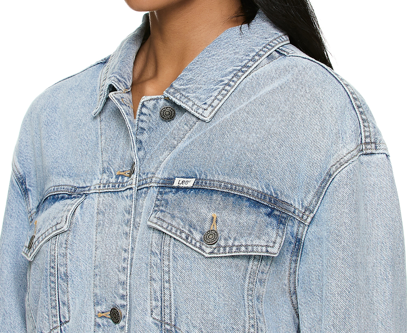 Shop Mid Blue Trucker Jacket For Women Online in India