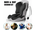 Memory Foam Seat Cushion Lumbar Back Pillow Set Pain Relief Car Home Office AU - Black