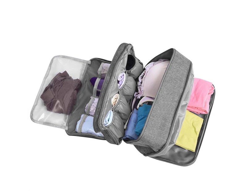 Portable Underwear Bra Storage Bag Waterproof Travel Toiletry Organizer,Grey