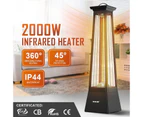 Maxkon Electric Heater Space Infrared Tower Outdoor Indoor Patio Room Portable Energy Efficient Instant Warmer Carbon Fibre 2000W