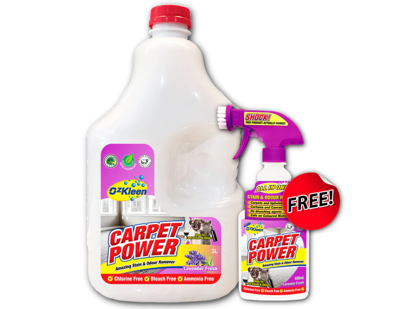 Carpet Power 3LTR + 500ml FREE PROMOTION Carpet Cleaner, Odour & Pet Stain Remover