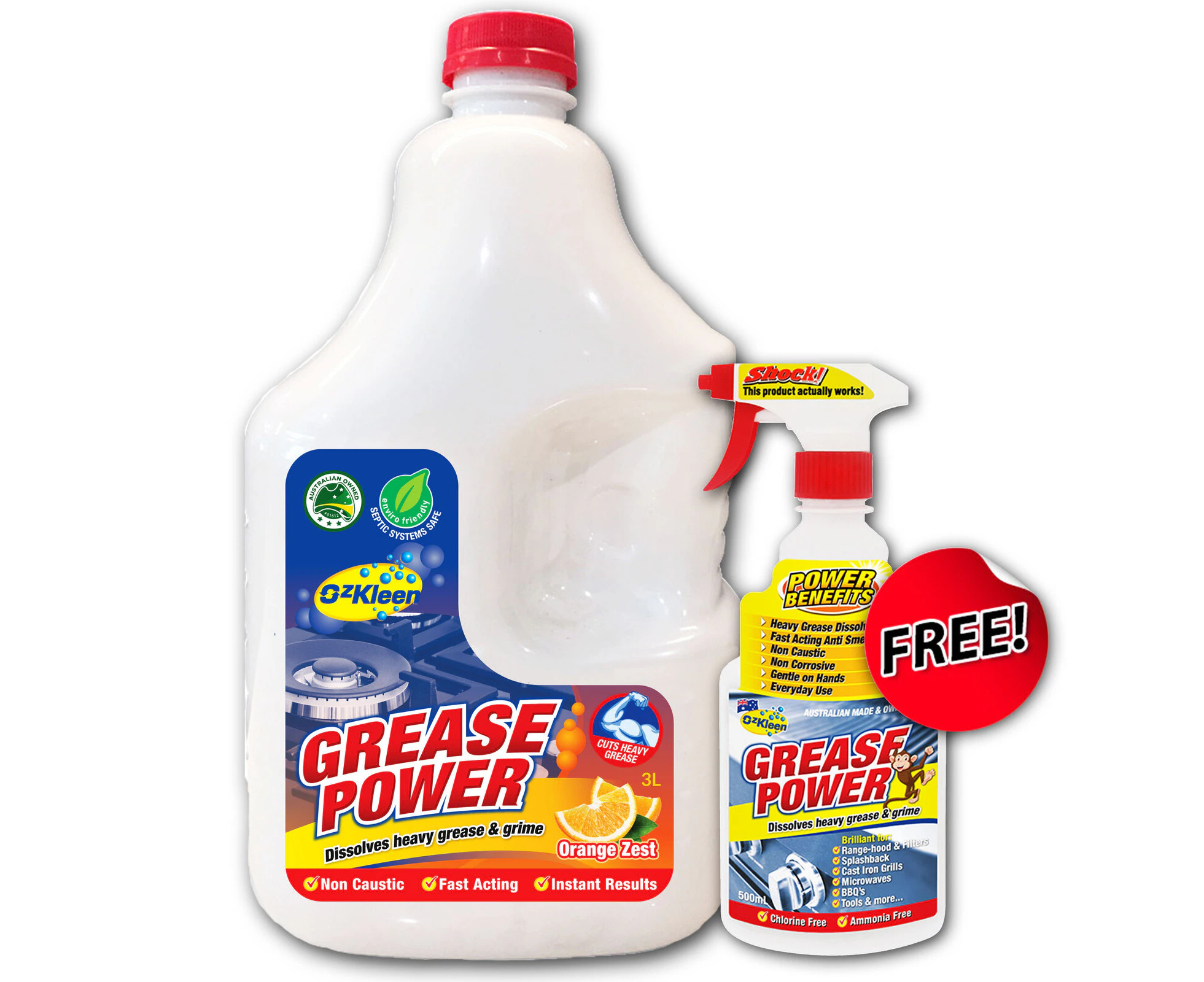 Grease Power 3LTR + 500ml FREE PROMOTION Grease & Grime Kitchen Cleaner