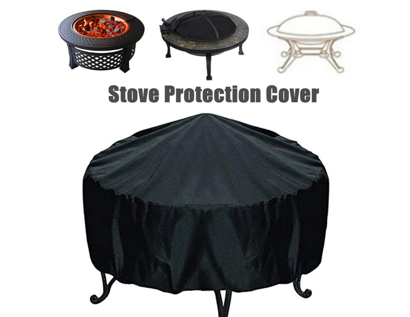 33" Round Fire Pit Cover Patio Barbecue Covers Weather Resistant Dustproof