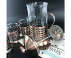 French Press Coffee Plunger Glass Tea Maker Vintage Copper 1000ml 6 Cups Set