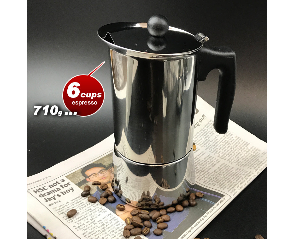 Moka Pot, Stainless Steel Moka Pot Stovetop Coffee Pot Electromagnetic Espresso Brewed Coffee Maker with Valve 4 Cups