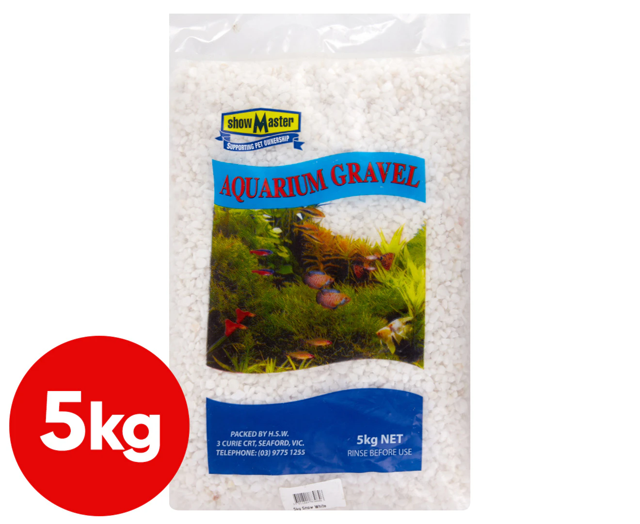 ShowMaster Aquarium Gravel Pebbles 5kg - Snow White