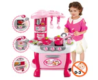 31 Pcs Set Pink Cooking Pretend Role Play Childrens Touch Induction Kitchen Toys Kids Chef