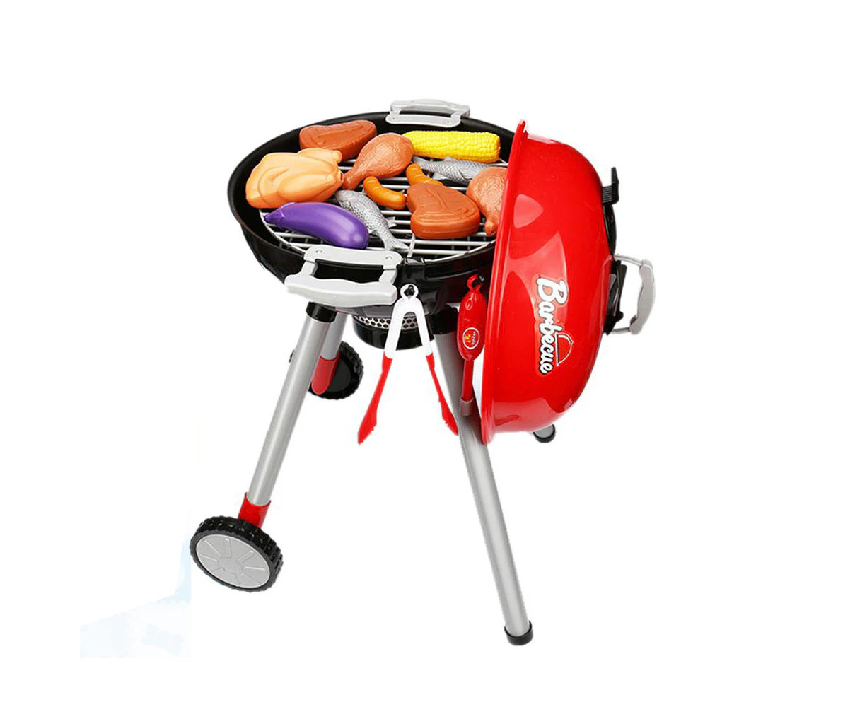 Kids BBQ Pretend Play Cooking Set Sausages Utensils Barbecue Grill Toy Cooker