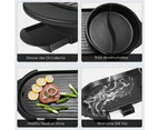 EZONEDEAL 2 in 1 Electric BBQ Grill Indoor Hot Pot 1450W Non-Stick Baking Pan Separate Dual Temperature Control Barbecue Machine