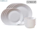 Corelle 12-Piece Everyday Expressions White Dinner Set - Tempered Glass - White