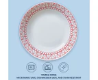 Set of 4 Corelle Everyday Expressions Graphic Stitch Meal Bowls - Tempered Glass - White/Cherry Red