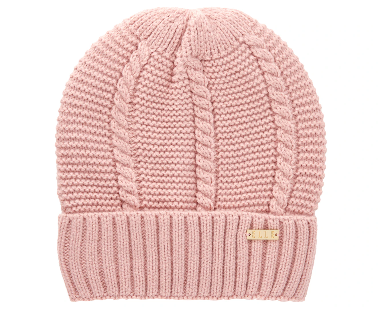 Elle Women's/Ladie's Twisted Knitted Acrylic Beanie/Hat/Cap Warm/Cosy Pink