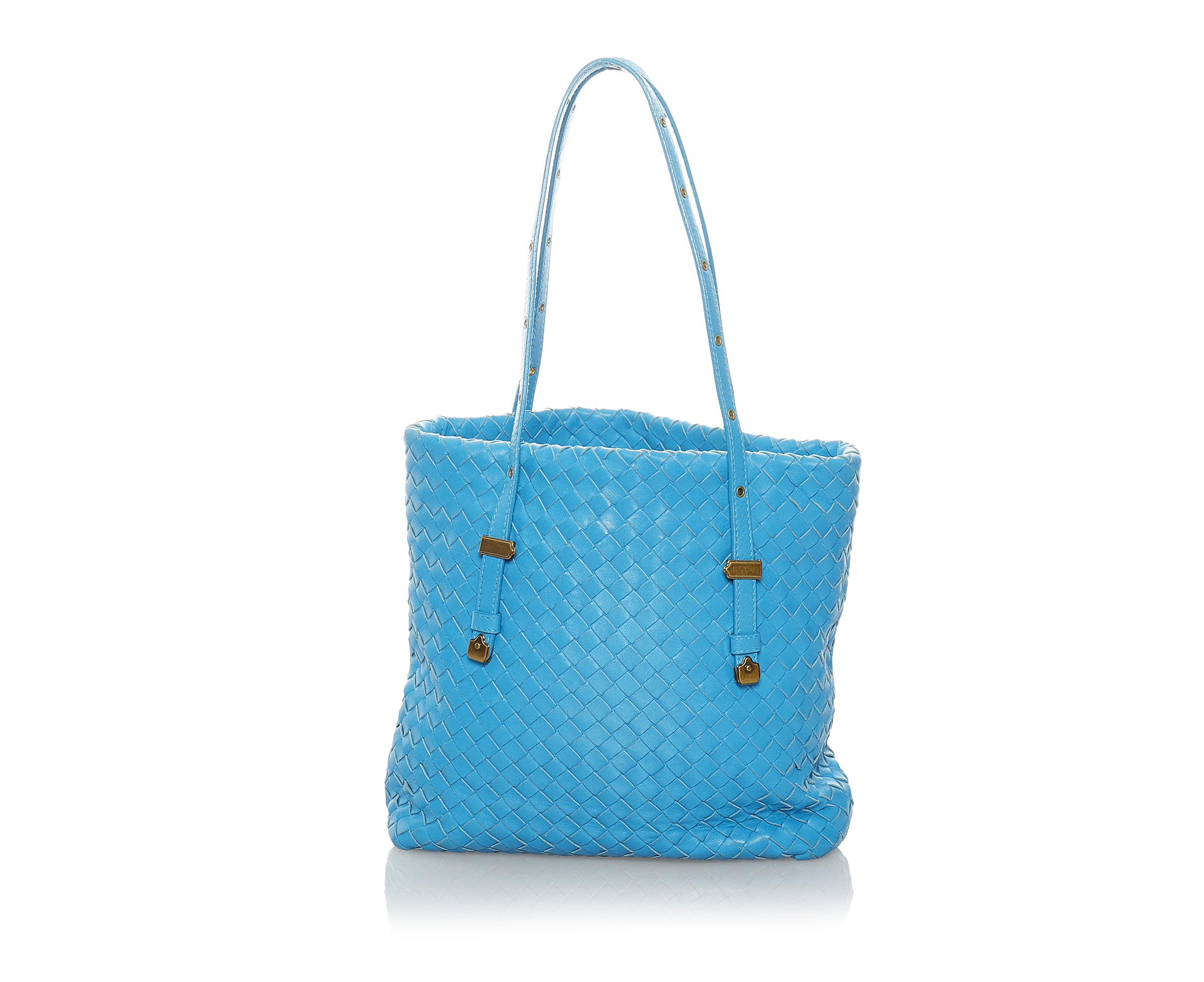 Bottega Veneta Tie Intrecciato Leather Shoulder Bag - Blue