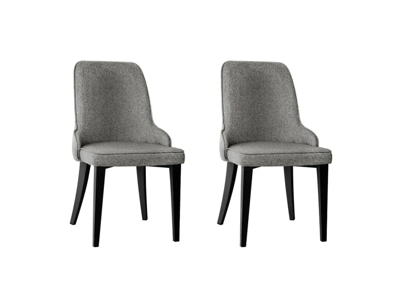 Fabric Dining Chairs - Grey - Set of 2