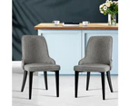 Fabric Dining Chairs - Grey - Set of 2