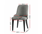 Fabric Dining Chairs - Grey - Set of 2